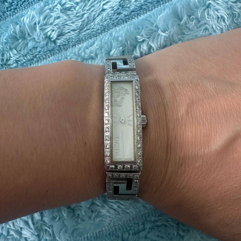 Versace Stainless Steel Silver Rectangular Watch … - image 1